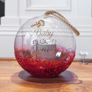 Baby It's Cold 9.5" Ruby Beaded Glass Lantern