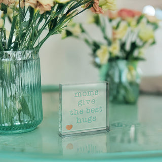 Best Hugs 3" x 3" Glass Plaque
