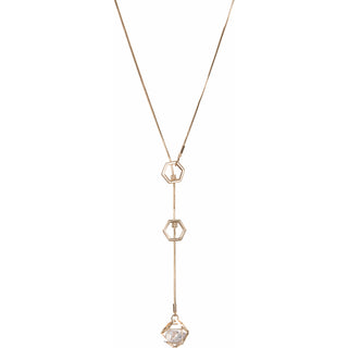 Crystal Gold Hexagon - 18.5" Austrian Crystal Sweater Necklace