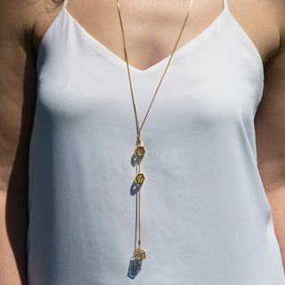Crystal Gold Hexagon - 18.5" Austrian Crystal Sweater Necklace