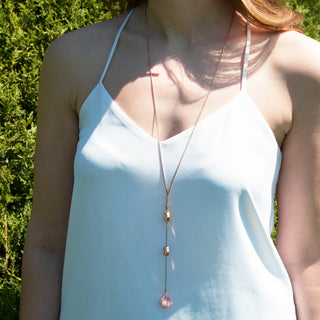 Crystal Gold Hexagon - 18.5" Austrian Crystal Sweater Necklace