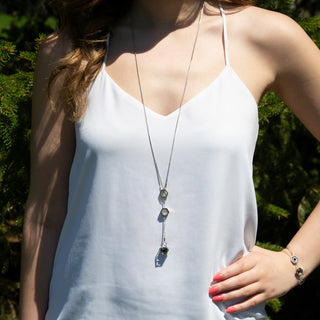Crystal Gold Hexagon - 18.5" Austrian Crystal Sweater Necklace