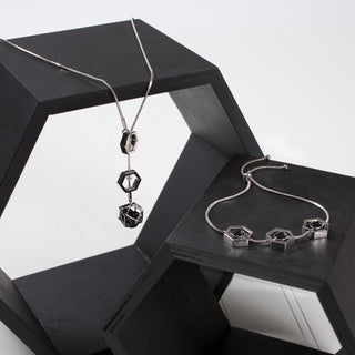 Crystal Gold Hexagon - 18.5" Austrian Crystal Sweater Necklace