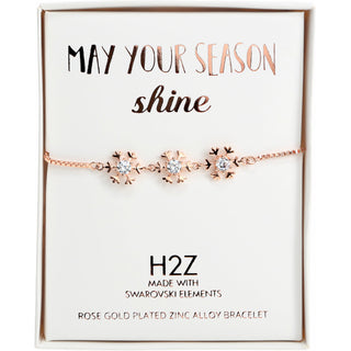 Crystal Snowflake in Rose Gold 4.5" Austrian Crystal Drawstring Bracelet