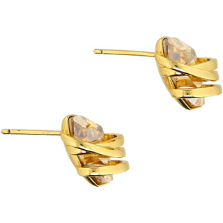 Crystal Golden Shadow Galactic Gold Plated Austrian Element Stud Earrings