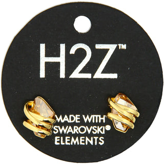 Crystal Golden Shadow Galactic Gold Plated Austrian Element Stud Earrings