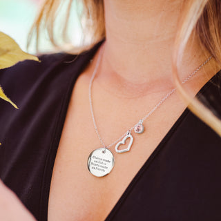 Sisters Light Rose Crystal 16.5"-20.5" Engraved Rhodium Plated Austrian Element Necklace