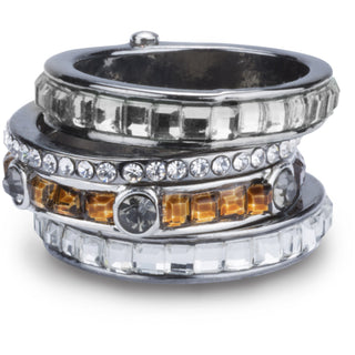 Earthtone Size 7 Ring with 4 Stacked Crystal Layers