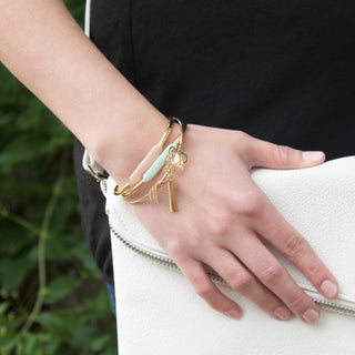 Gold Mint Enamel Bangle Bracelet