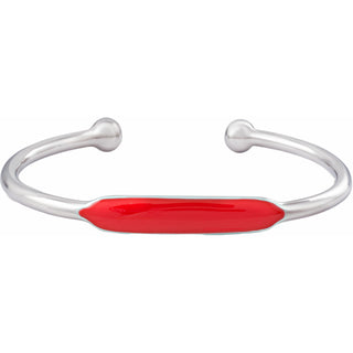 Silver Scarlet Enamel Bangle Bracelet
