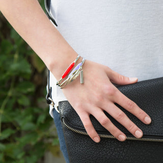 Silver Scarlet Enamel Bangle Bracelet