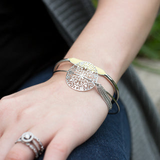Silver Scarlet Enamel Bangle Bracelet