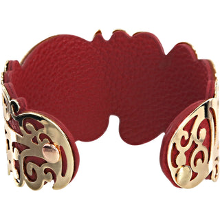 Gold & Red 1.5" Flourish Cuff Bracelet