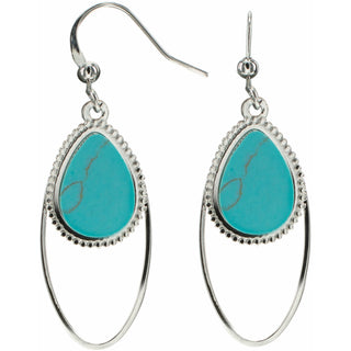 Silver Double Drop Turquoise Earrings