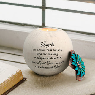 Angels are Near 5" Round Tealight Candle Holder