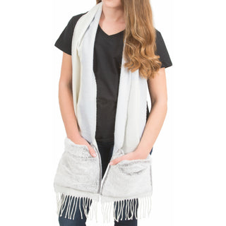 Winter White 71" Brushed Acrylic Faux Fur Pocket Scarf