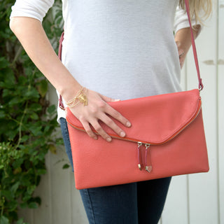 White 12.5" x 1" x8" Fold Over Clutch