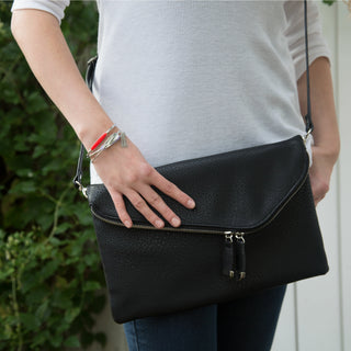 White 12.5" x 1" x8" Fold Over Clutch