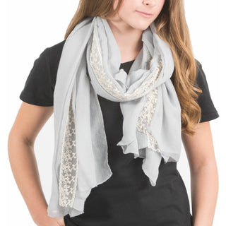 Pink 70" x 30" Lace Accent Scarf