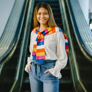 Sorbet Stripes 17" x 41" Faux Sweater Scarf