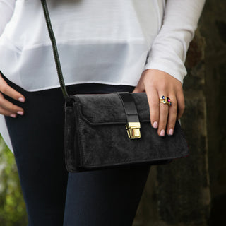 Black Velvet Crossbody Bag