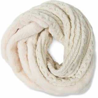 Winter Cream Cable Knit & Faux Fur Infinity Scarf