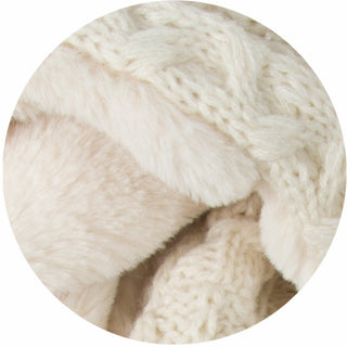 Winter Cream Cable Knit & Faux Fur Infinity Scarf