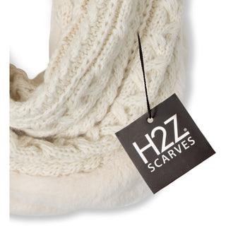 Winter Cream Cable Knit & Faux Fur Infinity Scarf