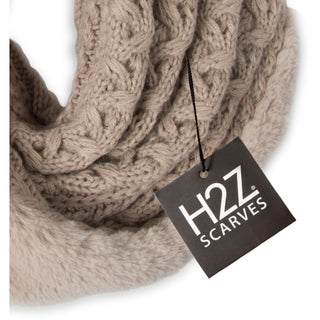 Winter Cream Cable Knit & Faux Fur Infinity Scarf