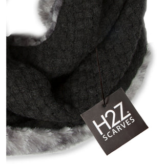 Warm Brown Weave Knit & Faux Fur Infinity Scarf
