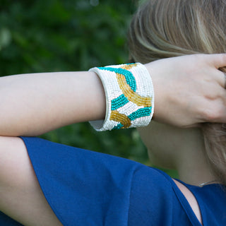 Mosaic 2" Beaded Cuff Bracelet