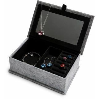 Heather Gray and Navy 7.75" x 5" x 2.75" Small Jewelry Box