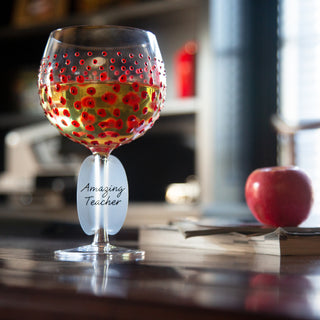 Red Poppies 24 oz Hand Decorated Glass