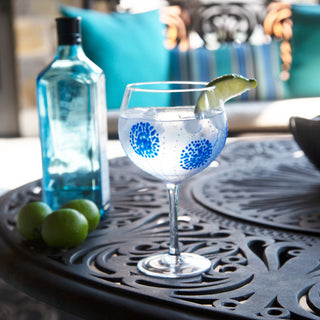Blue Circles 24 oz Hand Decorated Glass