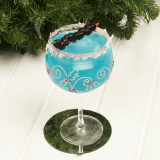 Red Berry Swirl 24 oz Hand Decorated Glass