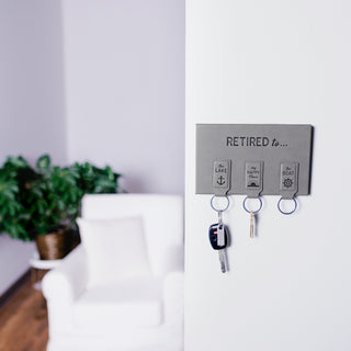 Retired To Magnetic Key Rack with 3 Keyrings