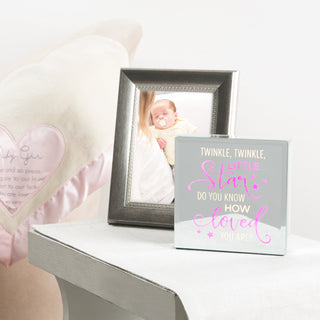 Twinkle 6" Lit-Mirrored Plaque