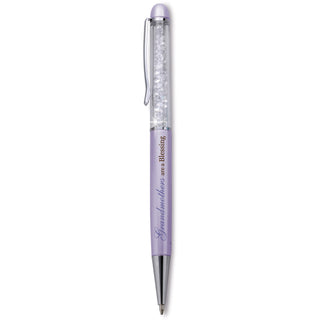 Grandmother Purple Pen - 5.75" w/Clear Crystal Gems