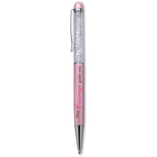 Courage Pink Pen - 5.75" w/Clear Crystal Gems