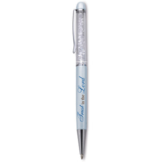 Trust in the Lord Blue Pen - 5.75" with Clear Crystal Gems