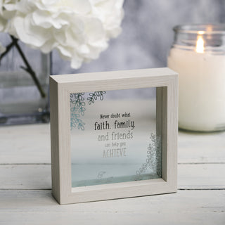 Faith and Family 5" x 5" Framed Glass Plaque