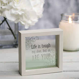 Life is Tough 5" x 5" Framed Glass Plaque