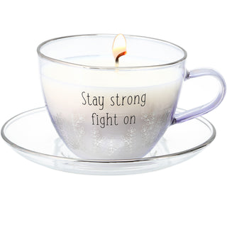 Stay Strong 6 oz - 100% Soy Wax Teacup Candle with Saucer Scent: Fresh Cotton