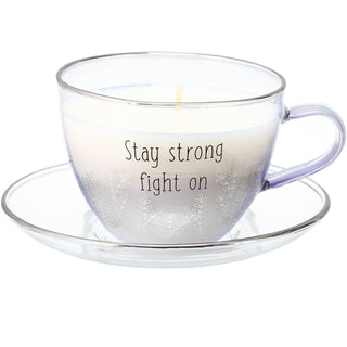 Stay Strong 6 oz - 100% Soy Wax Teacup Candle with Saucer Scent: Fresh Cotton