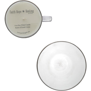 Stay Strong 6 oz - 100% Soy Wax Teacup Candle with Saucer Scent: Fresh Cotton