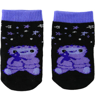 Purple Snuggle Monster 0-12 Month Non-slip Baby Socks
