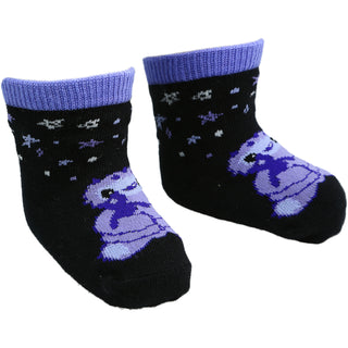 Purple Snuggle Monster 0-12 Month Non-slip Baby Socks