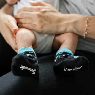 Blue Snack Monster 0-12 Month Non-slip Baby Socks