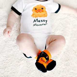 Orange Crawling Monster 0-12 Month Non-slip Baby Socks