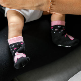Pink Cupcake Monster 0-12 Month Non-slip Baby Socks
